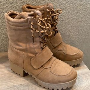 Faux suede brown boots